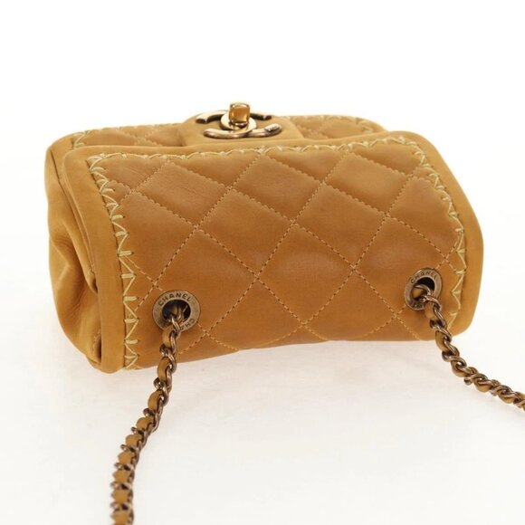 CHANEL Chain Shoulder Bag Suede Yellow Gold CC Auth 145362A - Picture 7 of 16
